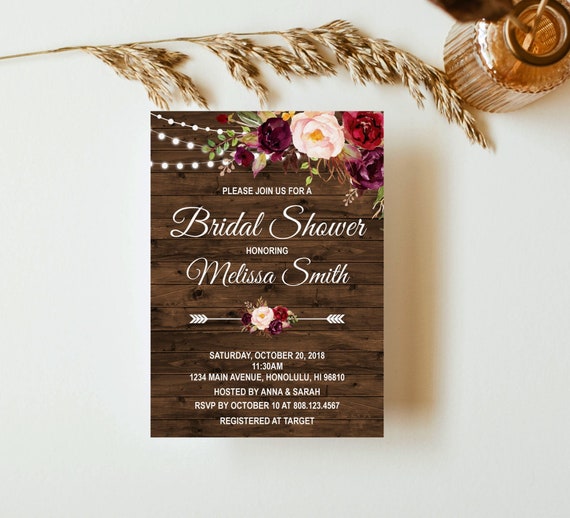 Burgundy Bridal Shower Invitation Rustic Boho Maroon Pink Floral Bridal burgundy-bridal-shower-invitation-rustic-boho-maroon-pink-floral-bridal