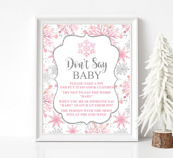 Don't Say Baby Game Clothespins Game Winter Baby Shower Game Printable