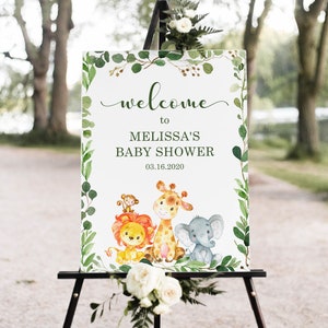 CUSTOM Safari Welcome Sign Jungle Welcome Sign Safari Animals Birthday Welcome Sign Wild One Party Decorations Printable Sign 0128