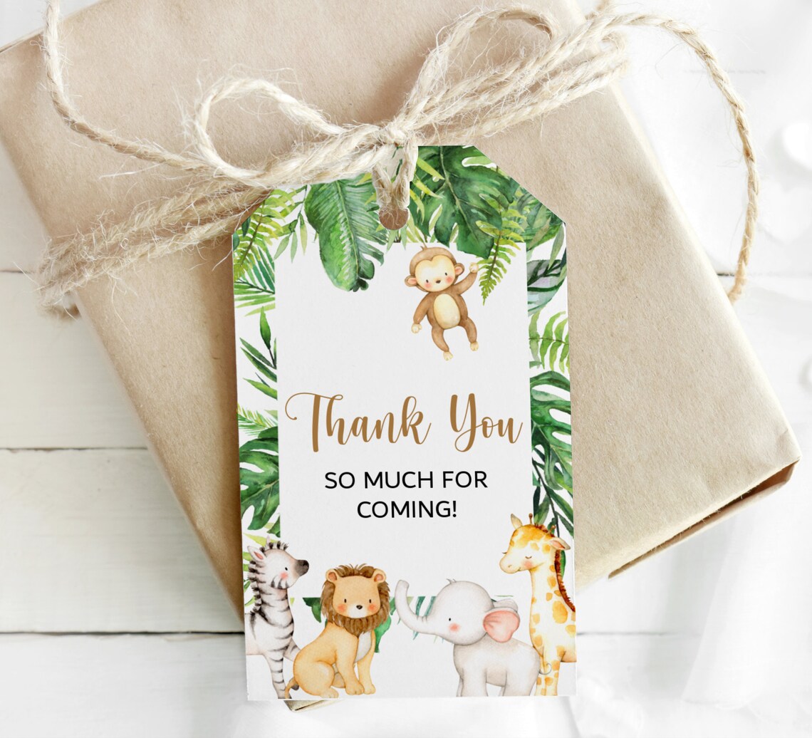 Jungle Baby Shower Favor Tags Safari Baby Shower Jungle Etsy