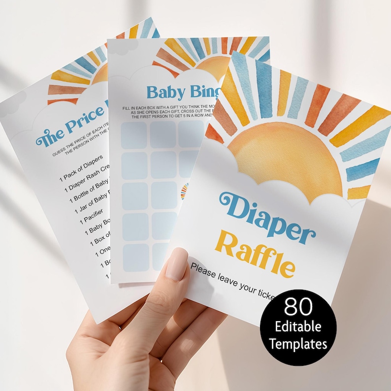 Editable Here Comes the Son Baby Shower Invitation, Boy Boho Sunshine Baby Shower Invite Printable Template, Corjl 0160 image 16