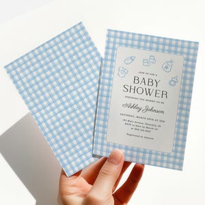 Editable Boy Baby Shower Games, Blue Gingham Baby Game Bundle Printable, Digital Download, Corjl 0159 image 19
