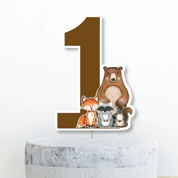 printable woodland number 1 cake topper woodland first etsy