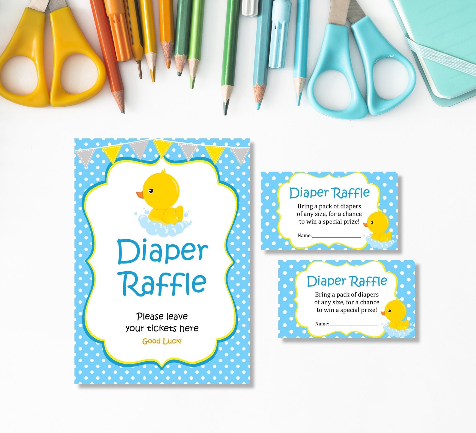 Rubber Duck Diaper Raffle Tickets Little Ducky Baby Shower Etsy