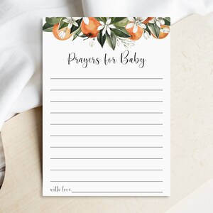 Orange Citrus Prayers For Baby Cards Citrus Baby Shower Little Cutie Baby Shower Game Printable NOT Editable C8 image 2