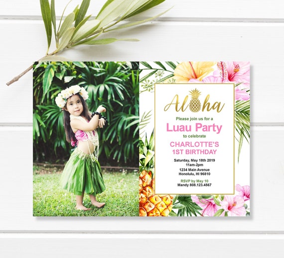 Luau Invitation Digital File. Luau Girl Invitation Luau Party