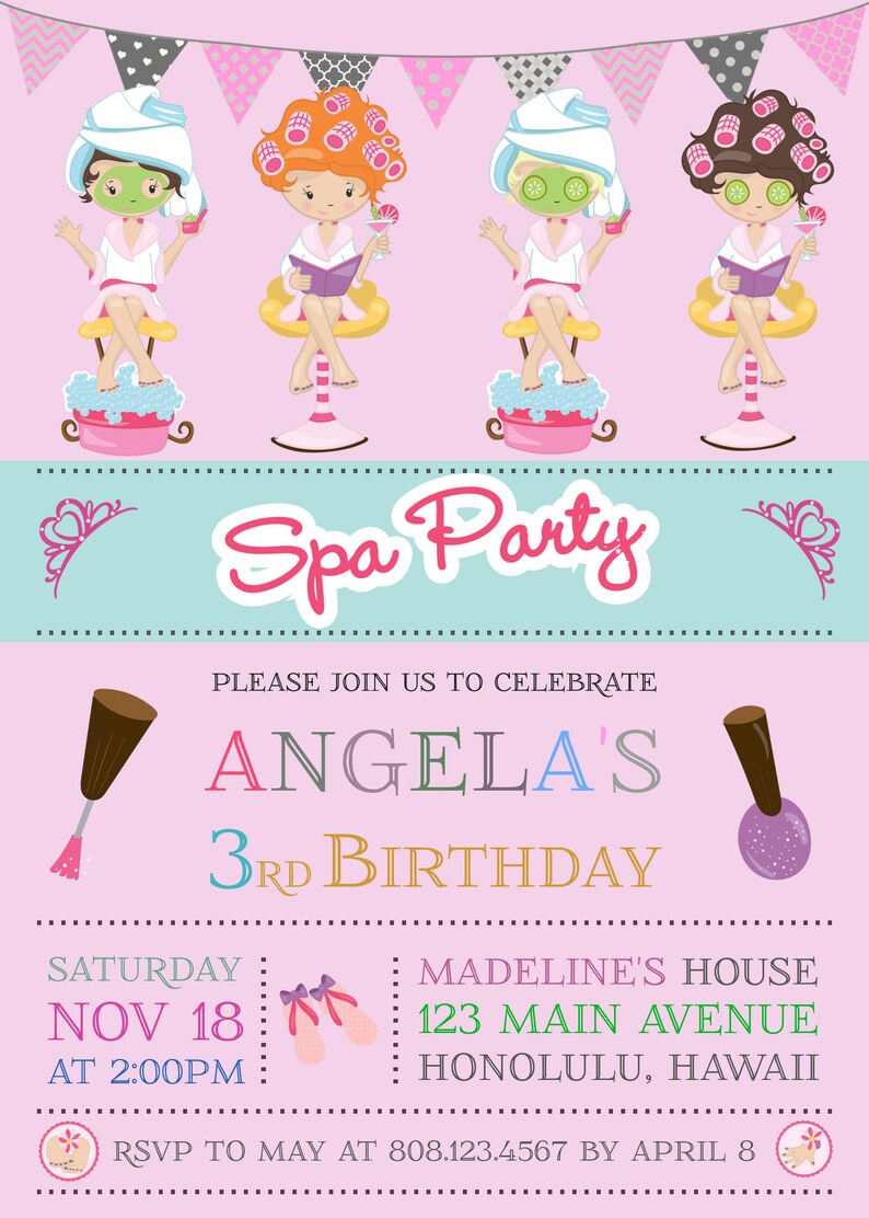 Spa Invitation Spa Party Invitation Spa Birthday Invitation | Etsy