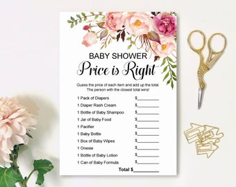 The Price is Right Game Baby Shower Game Pink Floral Boho Baby Shower Game Printable 0154