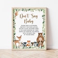 Don't Say Baby Game Woodland Baby Shower Game Greenery Woodland Animals Baby Shower Dont Say Baby Game Sign Printable NOT Editable 0120