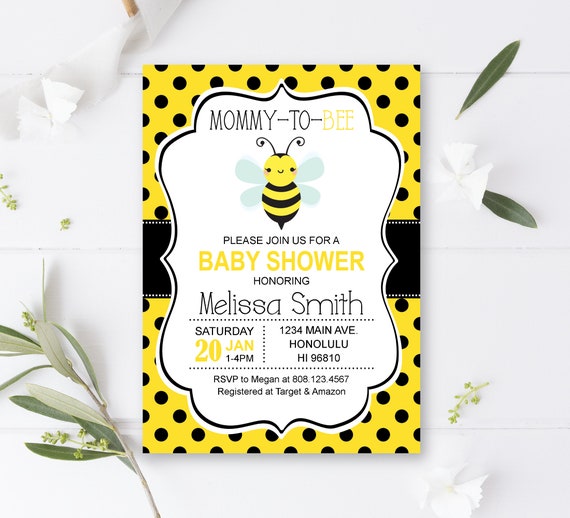 bumble bee baby shower invitations