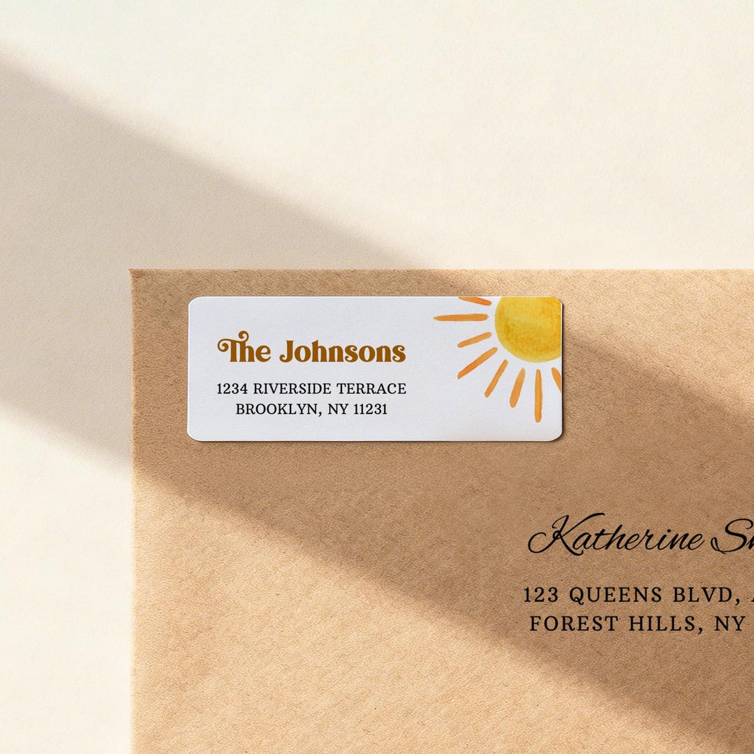 Editable Sun Sunshine Return Address Label Template, Mailing Label ...