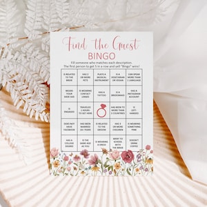 Wildflower Bridal Shower Encuentra el juego de bingo invitado Floral Bridal Shower Garden Tea Party Bridal Shower Juego Imprimible NO Editable 0123