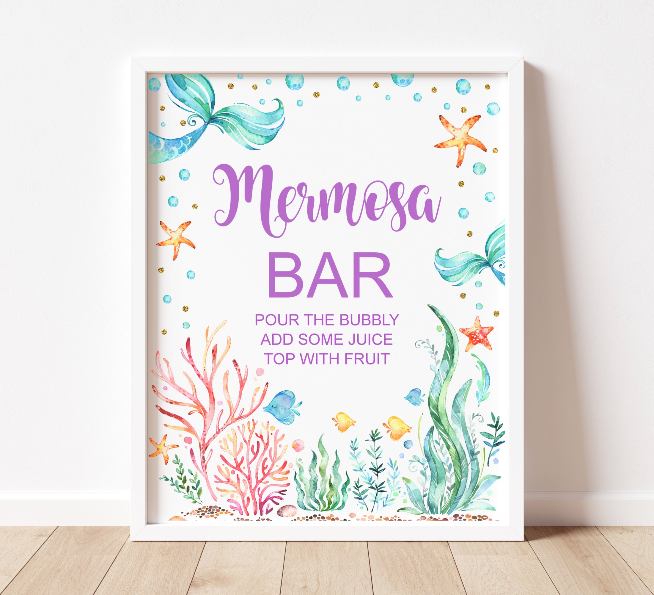 Mermosa Bar Supplies - Little Mermaid Baby Shower Decorations for Girl,  Ocean Beach Bridal Shower, Mermaid Centerpieces for Baby Shower Under the  Sea