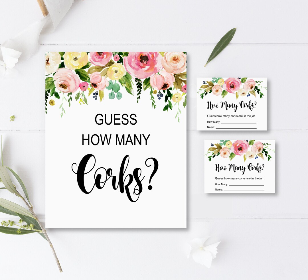 Guess How Many Corks Game Bridal Shower Game Garden Bridal Shower Game ...