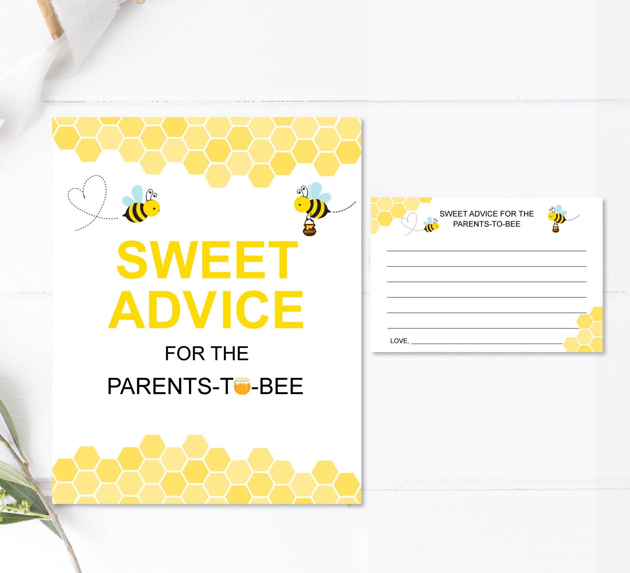 Bee Baby Shower Advice Cards Advice for Parents to Be Bumble Etsy UK