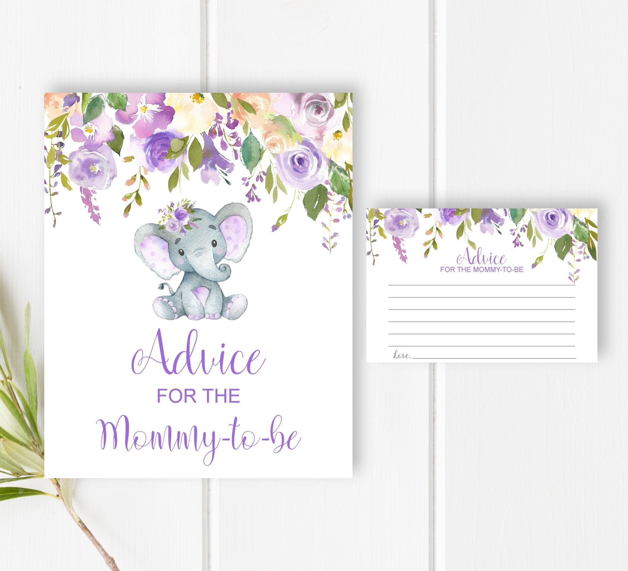 Elephant Baby Shower Advice Cards Printable Advice for Mommy | Etsy