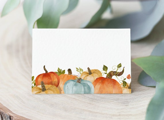 Fall Pumpkin Food Labels Place Cards Template Editable Buffet Table Cards Food Tent Cards Printable Instant Download B2 C2 Il_570xn