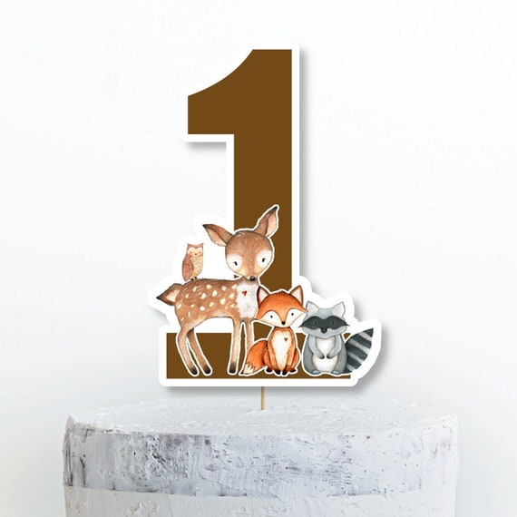 PRINTABLE Woodland Number 1 Cake Topper Woodland First - Etsy