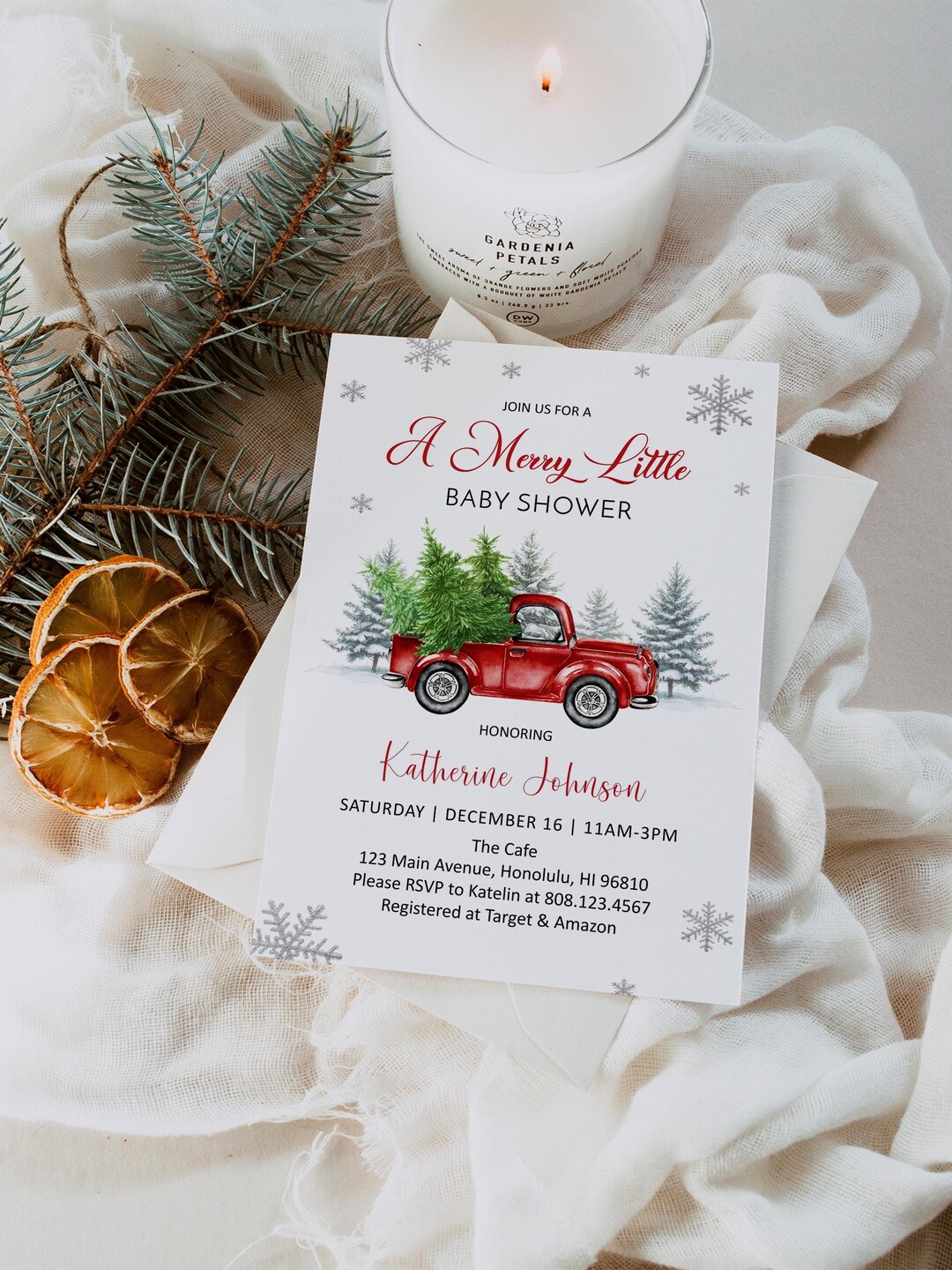 Invitación editable para baby shower navideño: Plantilla rústica ...