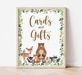 Cards and Gifts Sign Woodland Animals Greenery Woodland Baby Shower Birthday Forest Animals Table Sign Printable NOT Editable 0120