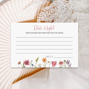 Wildblumen Date Night Cards Datumsglaskarten Jungvermählten Date Night Ideen Karte Blumen Brautdusche Garten Teeparty NICHT bearbeitbar 0123