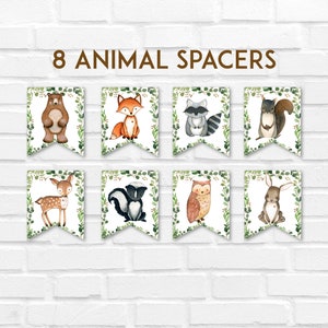 Woodland Animals Banner Greenery Woodland Baby Shower Banner Woodland Birthday Banner Forest Animals Printable NOT Editable 0120 image 2