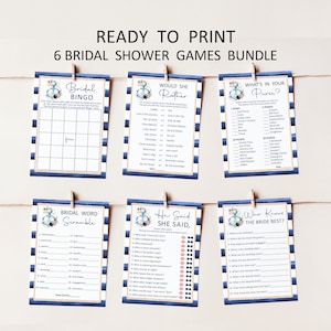 Nautical Bridal Shower Games Anchor Bridal Shower Games Last Sail Bridal Shower Games Bundle Printable NOT Editable B17