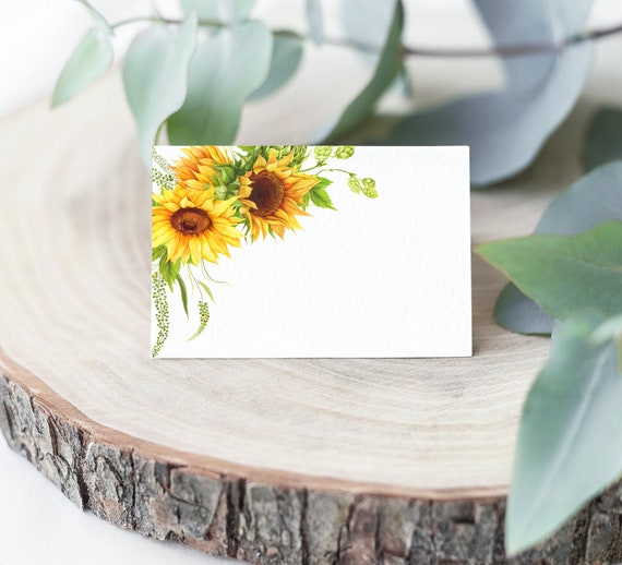 Sunflower Food Label Food Tent Cards Place Card Printable 100% Editable Buffet Card Template Instant Download A70 B79 C79 W8 Il_570xn