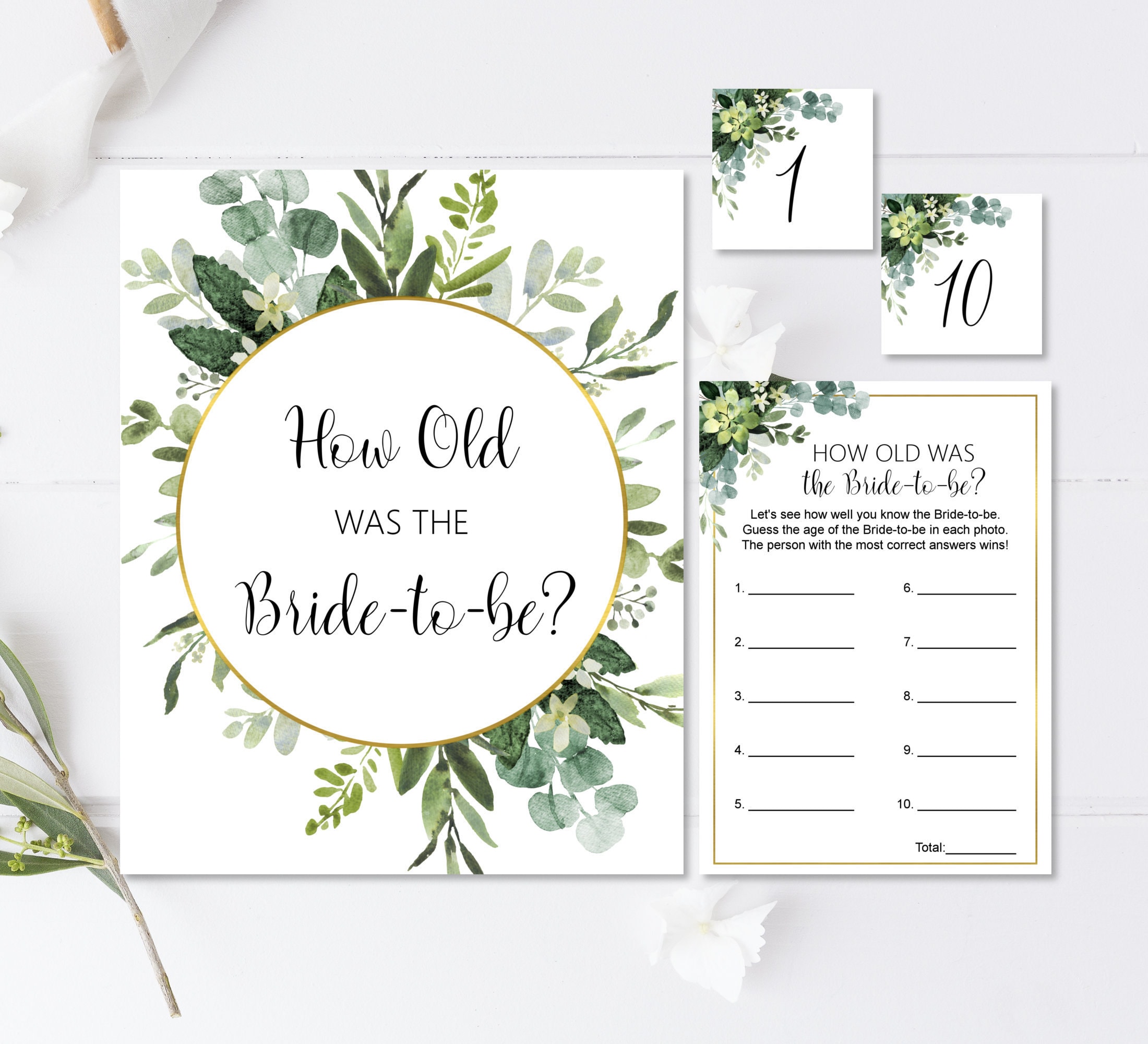 Paper & Party Supplies Party Favors & Games WSGG Greenery Bridal Shower