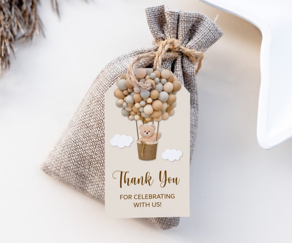 Bear Baby Shower Favor Tags Thank You Tags Hot Air Balloon Teddy Bear Baby Shower We Can Bearly Wait Printable Tags NOT Editable A14 C14 Il_570xn