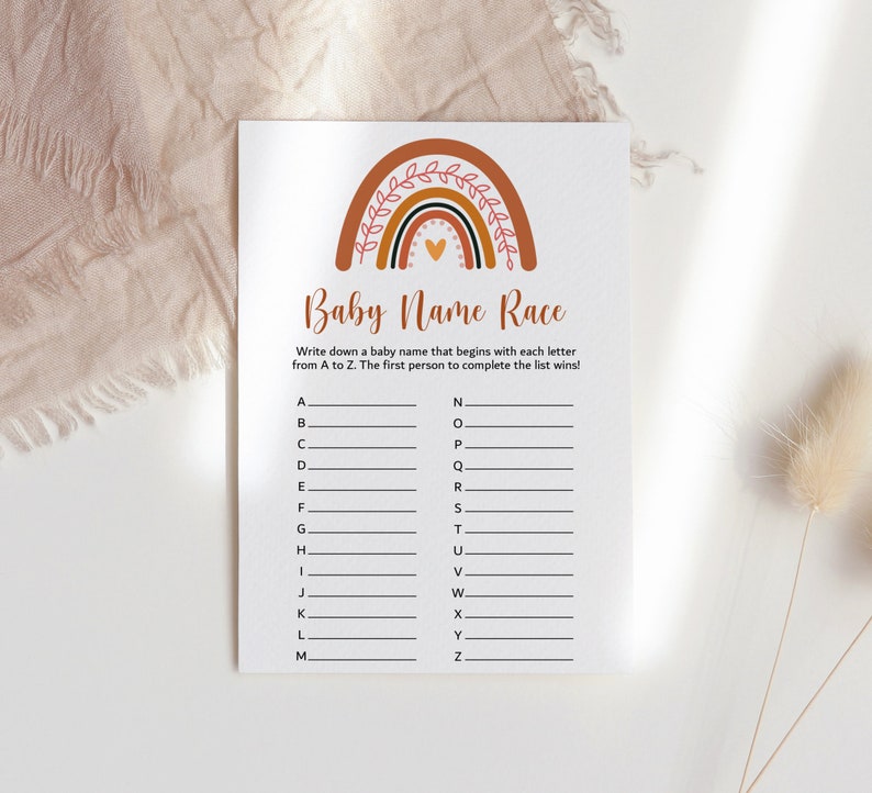 Rainbow Baby Shower Games Bundle Printable Boho Baby Shower Boho Rainbow Gender Neutral Modern Earth Tone Terracotta NOT Editable C6 image 5