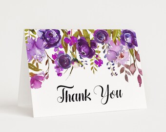 Thank You Card Template Purple Thank You Card Floral Thank You Card Folded Card Note Cards Printable NOT Editable A78 B71 C68