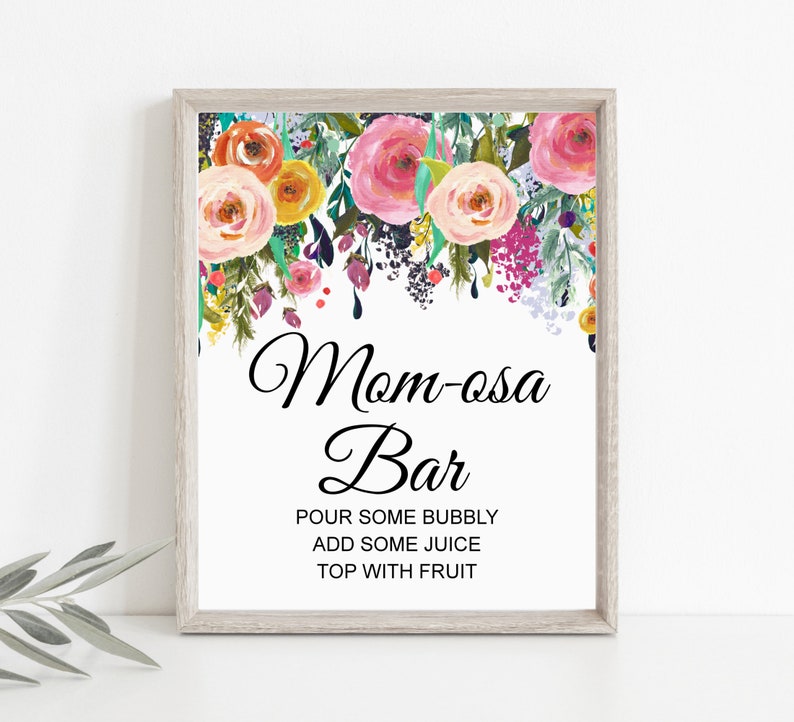 Momosa Bar Sign Baby Shower Mimosa Bar Sign Printable Colorful Wildflowers Berry Floral Gender Neutral Baby Shower Sign NOT Editable C17 image 1