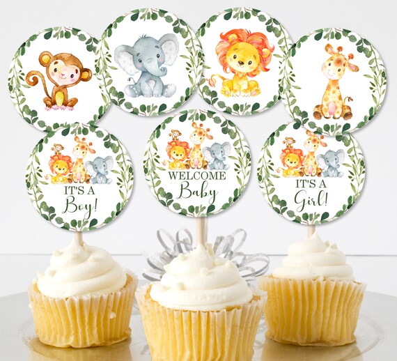 Jungle Cupcake Toppers Jungle Baby Shower Decorations Safari Etsy Canada