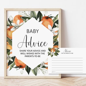Advice for Parents To Be Card Citrus Baby Shower Little Cutie Baby Shower Orange Baby Shower Advice Cards Printable NOT Editable 0125