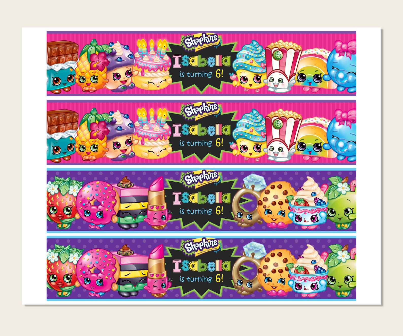 Shopkins Water Bottle Labels Printable Shopkins Party | Etsy