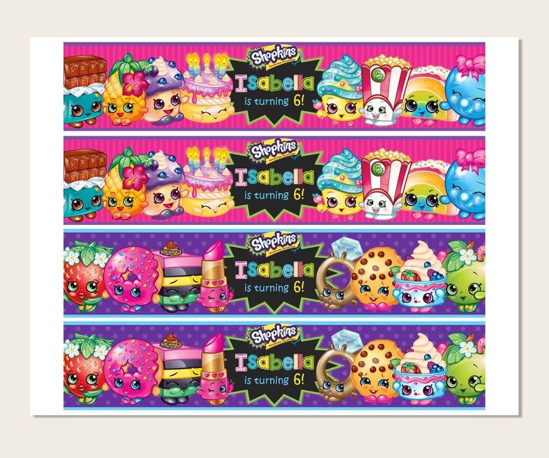 Shopkins Water Bottle Labels Printable Shopkins Party | Etsy
