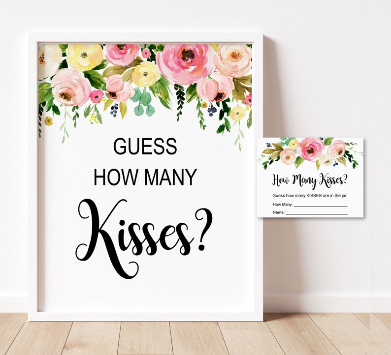 Guess How Many Kisses Game Bridal Shower Game Garden Bridal Etsy