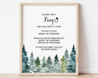 The Ring Game Adventure Bridal Shower Game Pine Trees Woodsy Bridal Shower Don't Say Bride or Wedding Game Printable NOT Editable B96