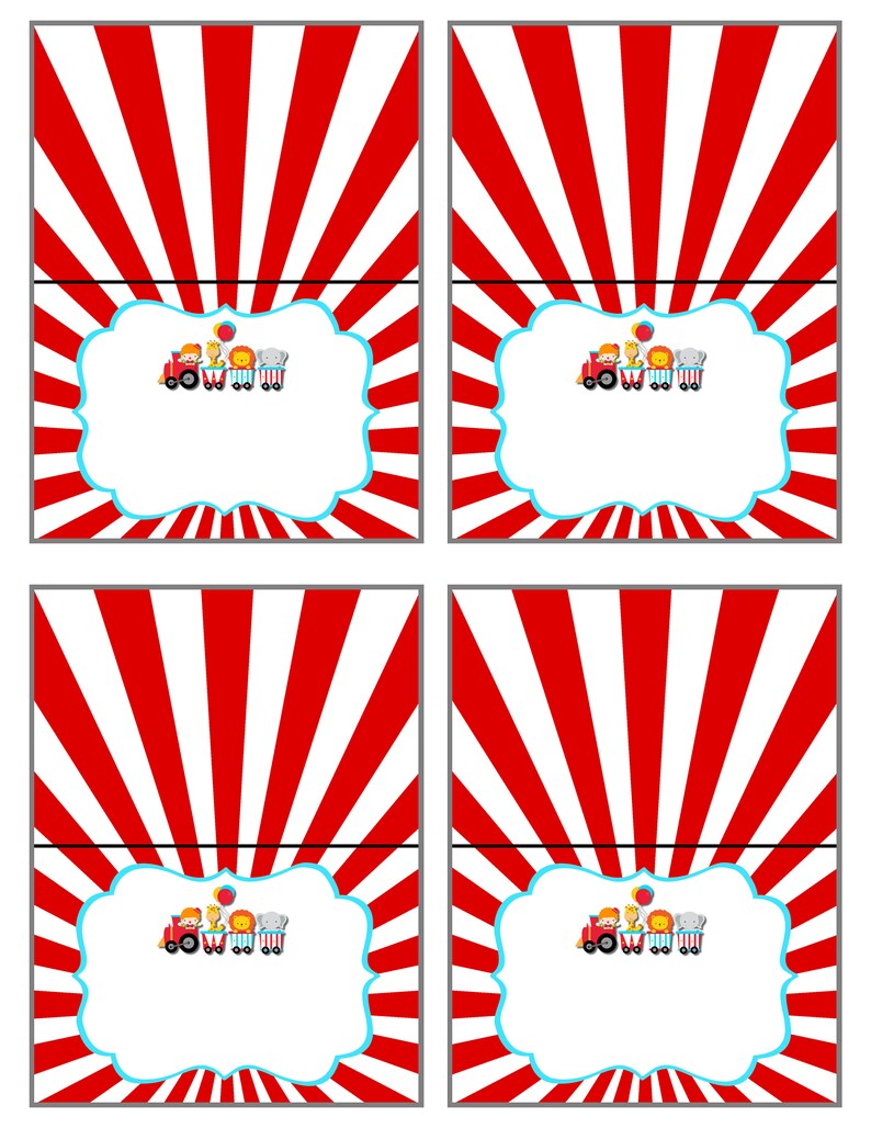 Carnival Circus Food Tent Editable Food Labels Circus Party | Etsy