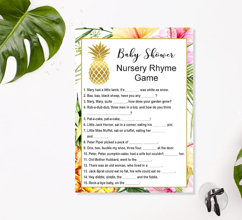 Hawaiian Luau Baby Shower Games Package Instant Download C74 Games Bundle Tropical Baby Shower Games Printable