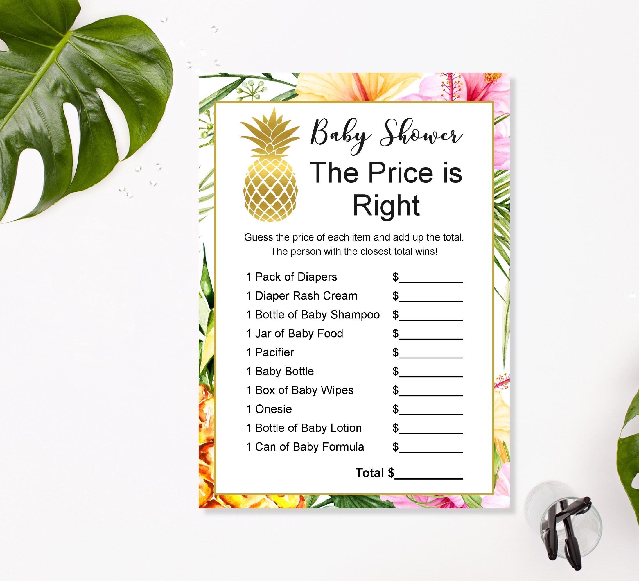 Tropical Baby Shower Game Bundle Printable Gender Neutral Etsy