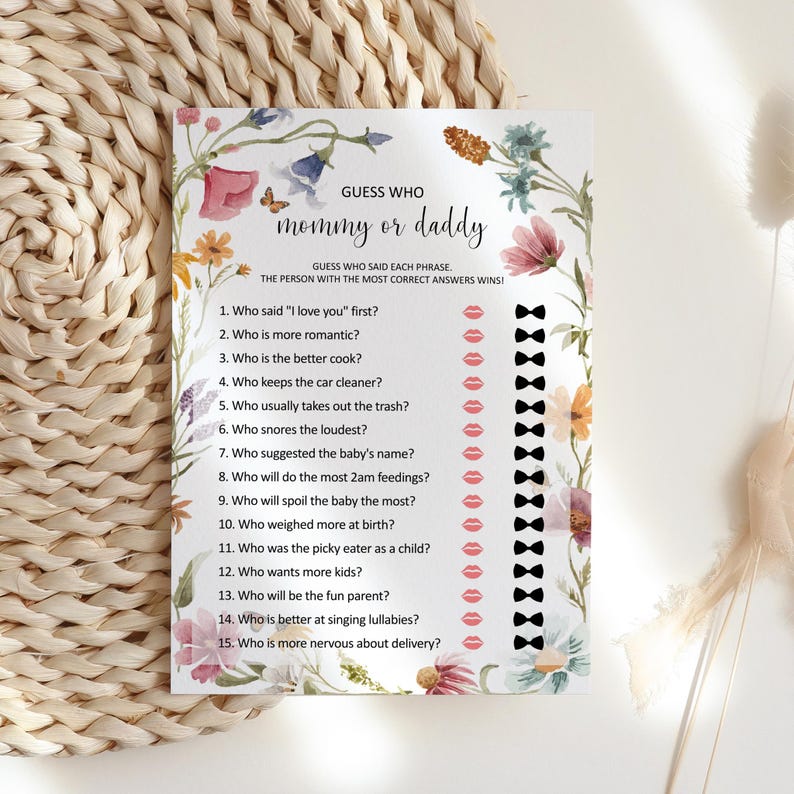 Bearbeitbares Wildblumen-Babyparty-Spielepaket, Floral-Baby in Bloom druckbare Corjl-Vorlage 0123 Bild 2