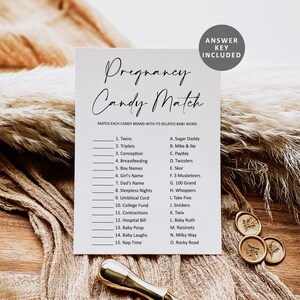 Editable Pregnancy Candy Match Game Baby Shower Candy Bar Game ...