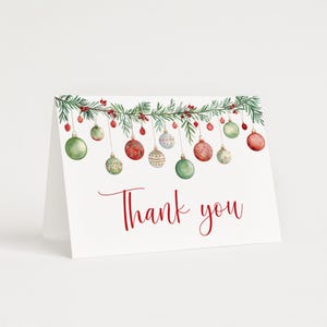 Christmas Thank You Card Winter Holiday Thank You Note Card Folded Card Printable NOT Editable 0136
