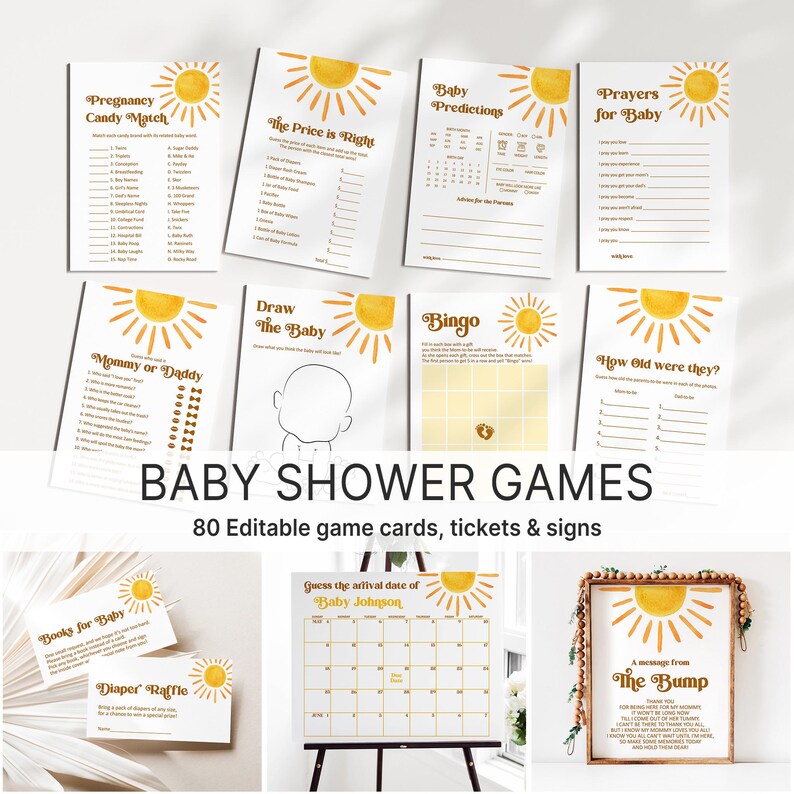 Custom Here Comes The Son Baby Shower Invitation - Retro Boho Sunshine Printable 0118 image 8