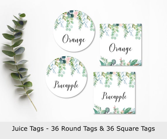 Mimosa Bar Juice Tags Boho Baby Shower Bridal Shower Champagne Bar Juice Labels Printable Greenery Eucalyptus Instant Download B85 C73 Il_570xn