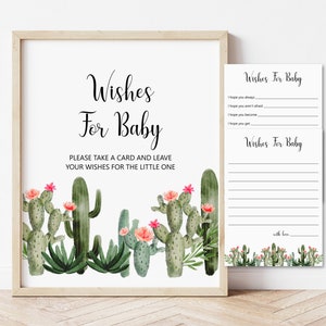 Tarjetas de deseos para bebés Tarjetas de deseos para bebés Actividad para baby shower con cactus Consejos para fiestas de baby shower mexicano Imprimibles NO editables C92