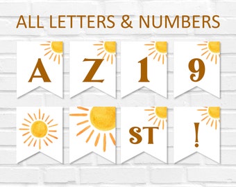 Sun Sunshine Party Banner zum Ausdrucken, Baby Shower Banner, Reise um die Sonne Geburtstag zum Ausdrucken 0118