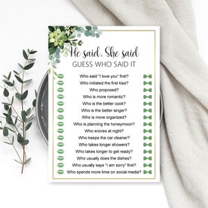 Green Bridal Shower Games Printable, Succulent Greenery Gold, Instant Download B84 image 5